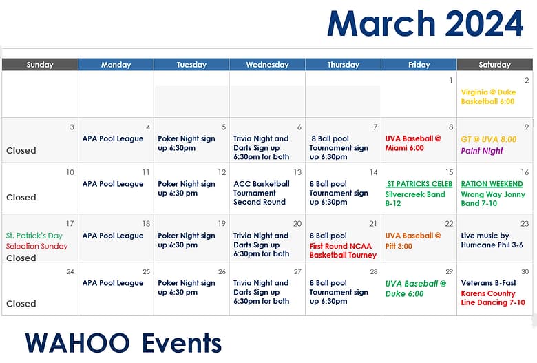 events calendar